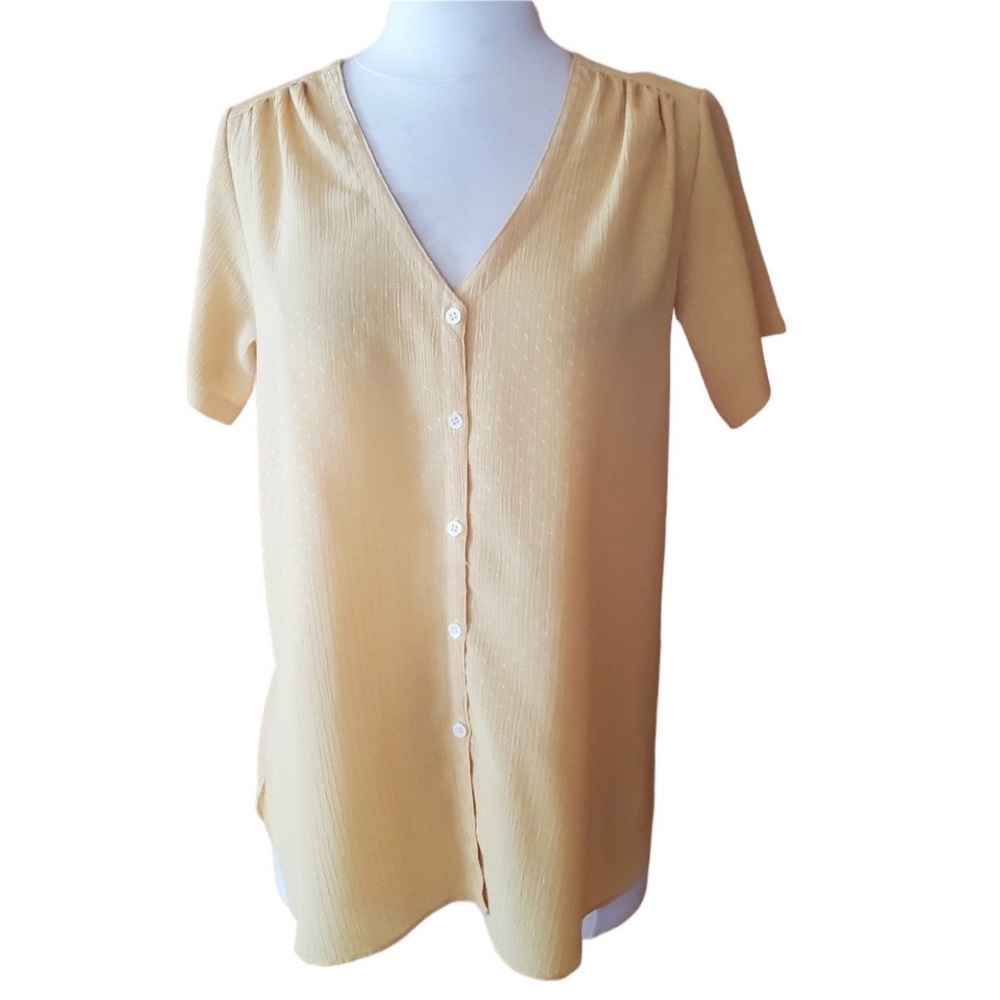 NWT 1970s Shirt Strings Mustard Blouse